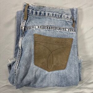 Y2K Calvin Klein Jeans Wide Leg Double Stone Distressed Flare Women's 1 Light
